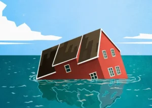 خانه‌ای که در سیل غرق شده